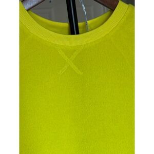 Double Zero Neon Yellow Cropped Fleece Sweatshirt Small Bright Pullover